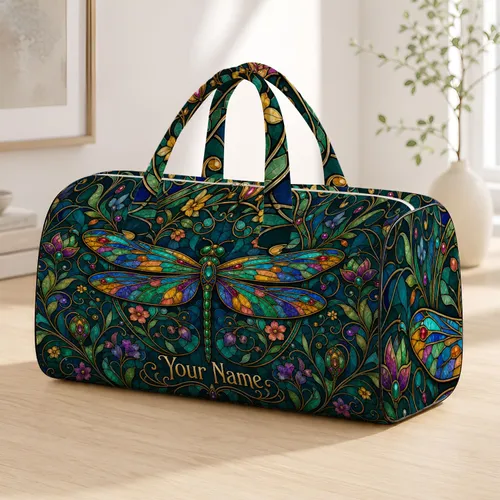 Dragonfly Motif for Weekend Escapes and Nature Loving Travelers Alike Quilted Weekend Bag