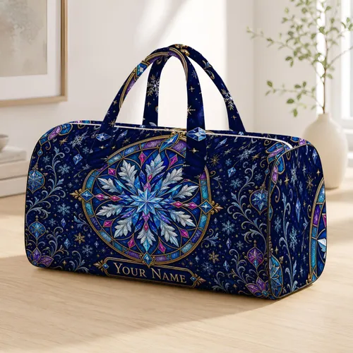 Snowflake Medallion For Winter Travel And Holiday Getaways For Snow Lovers Quilted Weekend Bag