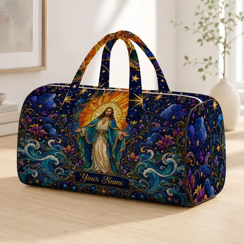Celestial Saint Scene For Spiritual Retreats, Travel And Weekend Getaways Quilted Weekend Bag