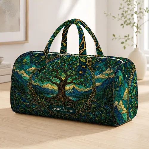 Tree Of Life Mountain Spiritual Getaway Gift For Nature Loving Travelers Quilted Weekend Bag