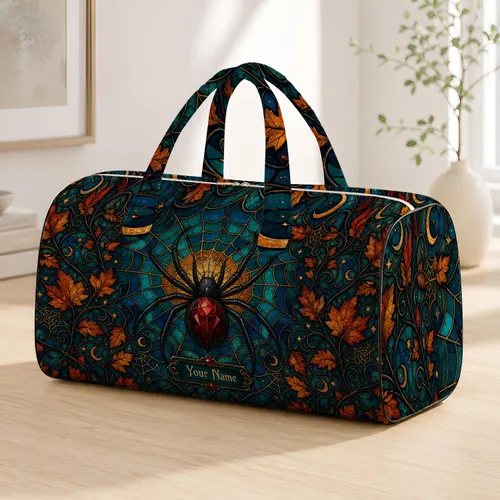Black Widow Gothic Halloween Travel Essential For Spooky Style Lovers Quilted Weekend Bag