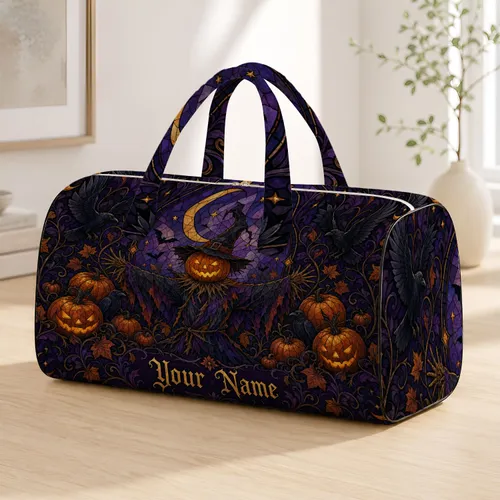 Pumpkin Scarecrow Gothic Halloween Travel Gift For Witchy Autumn Lovers Quilted Weekend Bag