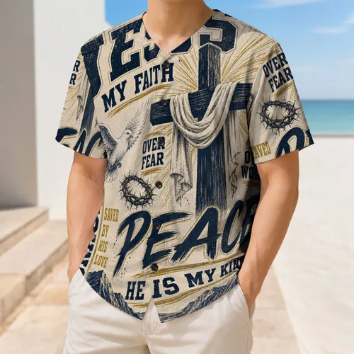 Jesus Cross Dove Faith Over Fear Christian Athletic Style For Church And Game Days Baseball Jersey