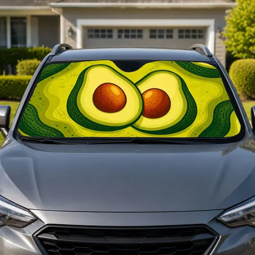 Avocado Halves Tropical Green Decor for Foodie Drivers and Sunny Summer Road Trips Car Sunshade