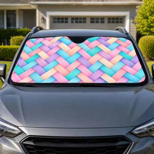 Pastel Herringbone Weave for Cool Summer Drives and Colorful Everyday Car Interiors Car Sunshade