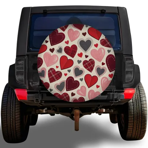 Hand-Painted Valentine Hearts for Romantic Road Trips, RV Camping and Wedding Getaways Spare Tire Cover