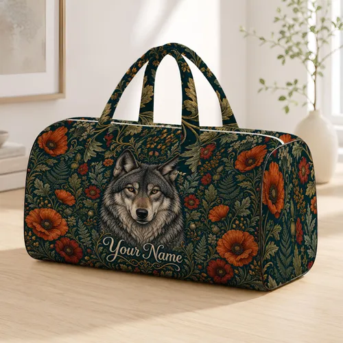 Gray Wolf Botanical Floral Travel Companion For Nature Lovers And Overnight Escapes Quilted Weekend Bag