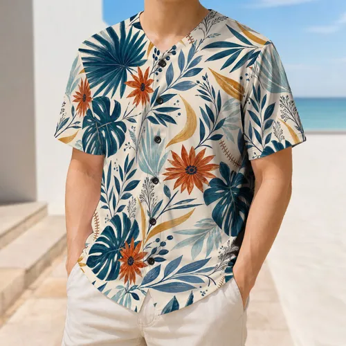 Tropical Foliage And Stitched Seams For Summer Game Days And Coastal Travel Outings Baseball Jersey
