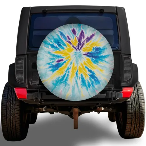 Abstract Tie Dye Starburst for Festival Road Trips RV SUV Trailer Travel Lovers Spare Tire Cover