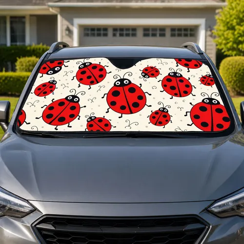 Red Ladybug Parade For Cheerful Daily Commutes, Road Trips, And Ladybug Gift Lovers Car Sunshade
