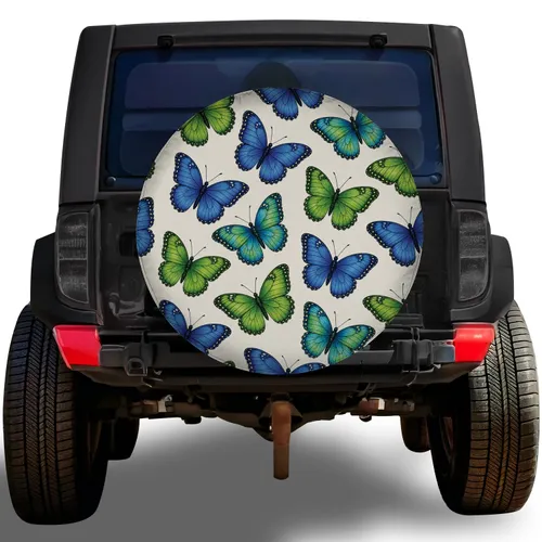 Blue And Green Butterfly Garden Road Trip Outdoor Style For RV Camper Travel Lovers Spare Tire Cover