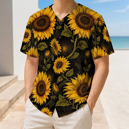 Vintage Sunflower Botanical Black Floral for Game Day Streetwear and Garden Lovers Baseball Jersey
