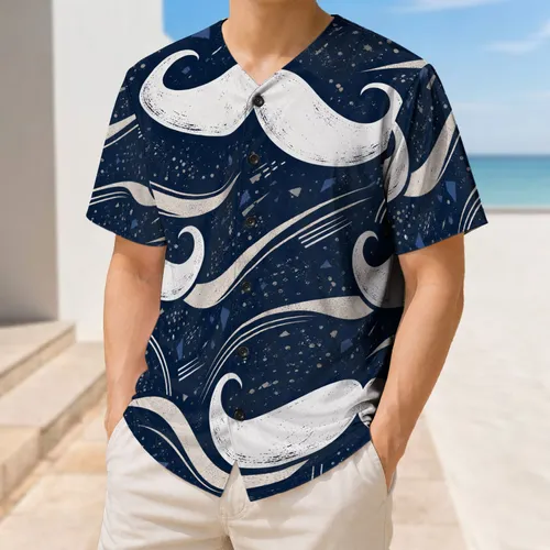 White Handlebar Mustache Navy Athletic Style For Game Day Fans And Streetwear Looks Baseball Jersey
