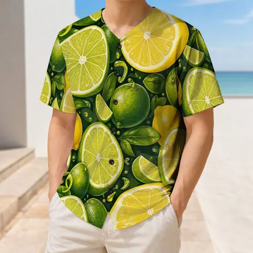 Lime And Lemon Citrus All Over Look For Summer Sports Fans And Tropical Style Lovers Baseball Jersey