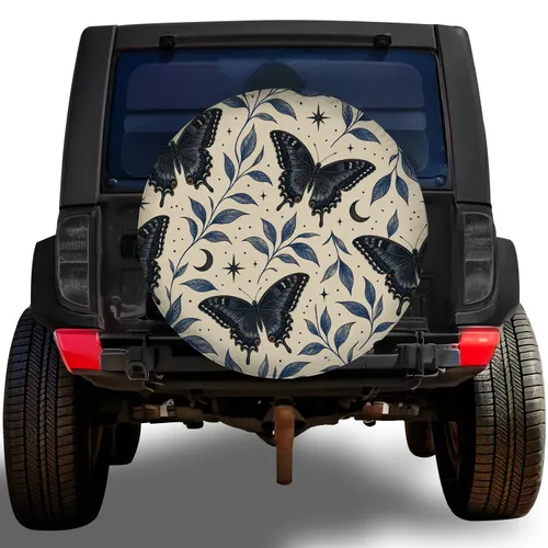 Black Swallowtail Butterflies Indigo Botanicals For RV Camping And Road Trip Style Spare Tire Cover
