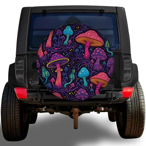 Psychedelic Mushroom Forest For Festival Road Trips And Boho Adventure Travel Lovers Spare Tire Cover