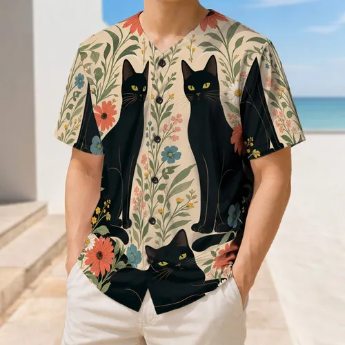 Black Cats And Wildflowers Botanical Garden For Cat Lovers Everyday Outdoor Style Baseball Jersey