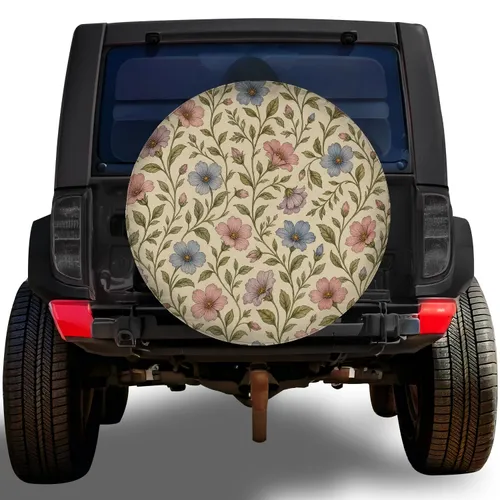 Vintage Wildflower Vines for Rustic RV Camping Trailer SUV Road Trip Adventure Spare Tire Cover