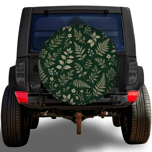 Vintage Fern And Wildflower Herbarium For Forest Camping RV Trailer Road Trips Spare Tire Cover
