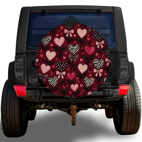 Hand Drawn Heart Flower Garden For Valentine Road Trips And Romantic Camping Lovers Spare Tire Cover