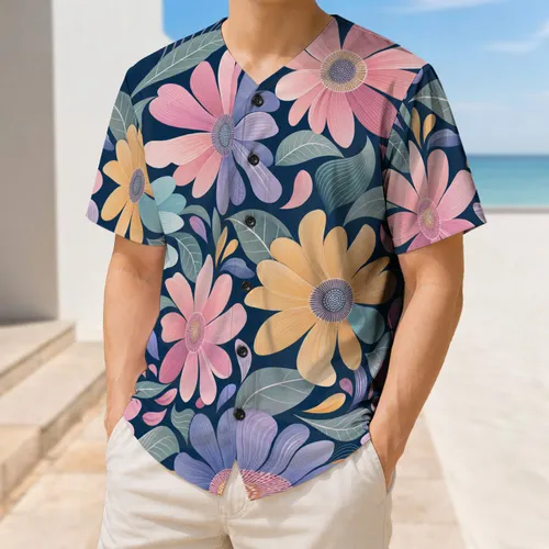 Pastel Botanical Floral Motifs For Spring Sports Style And Everyday Teamwear Looks Baseball Jersey