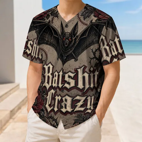 Gothic Bat And Dark Floral Varsity Style For Halloween Parties And Alternative Fans Baseball Jersey