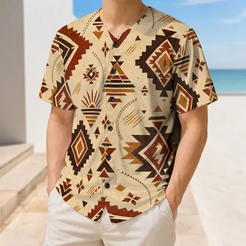 Desert Geometric Motifs for Vintage Athletic Style and Outdoor Leisure Wear Fans Baseball Jersey