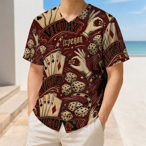 Vintage Poker Cards And Dice Casino Night Style For Competitive Card Game Players Baseball Jersey