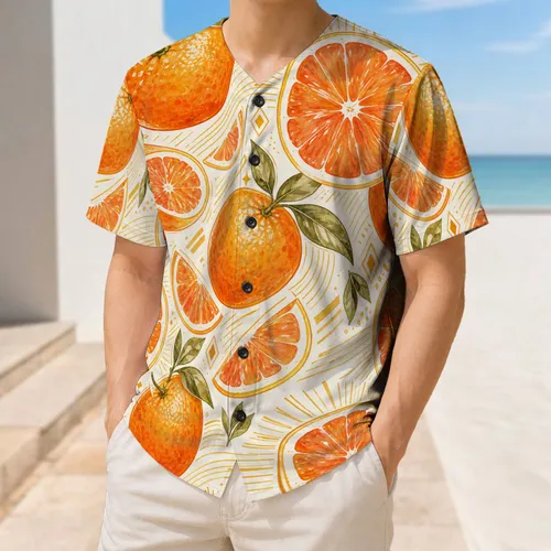 Watercolor Orange Citrus Fruit Summer Vacation Outfit For Men And Women Beachwear Baseball Jersey