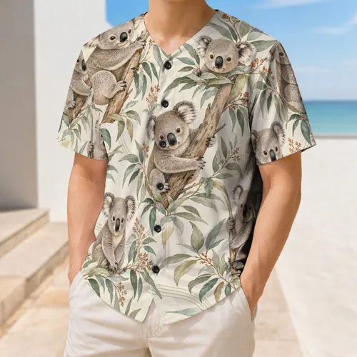 Koala Eucalyptus Botanical For Relaxed Everyday Wear And Nature Loving Animal Fans Baseball Jersey