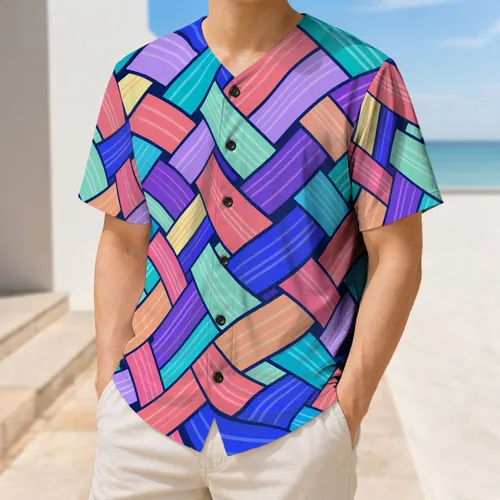 Pastel Iridescent Basketweave Lattice For Athletic Streetwear And Everyday Wear Fans Baseball Jersey