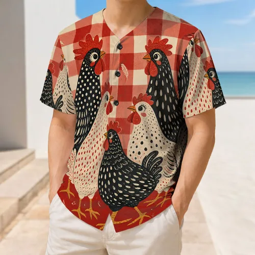Whimsical Farm Chickens For Rustic Summer Outings, Country Fairs And Homestead Fans Baseball Jersey
