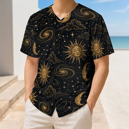 Vintage Celestial Moon And Sun Motif For Retro Sports, Festivals And Everyday Wear Baseball Jersey