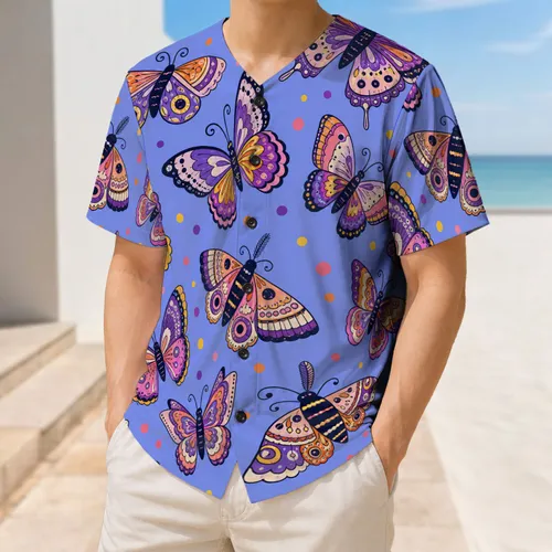 Colorful Butterfly And Moth Folk Art Game Day Style For Active Nature Loving Players Baseball Jersey