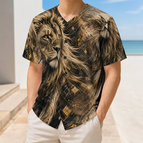 Fierce Lion Ink Sketch For Game Day Streetwear Athletic Style Wildlife Fans Gift Baseball Jersey