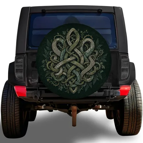 Celtic Woodland Knotwork for Outdoor Off Road Adventures and Vintage SUV Enthusiasts Spare Tire Cover