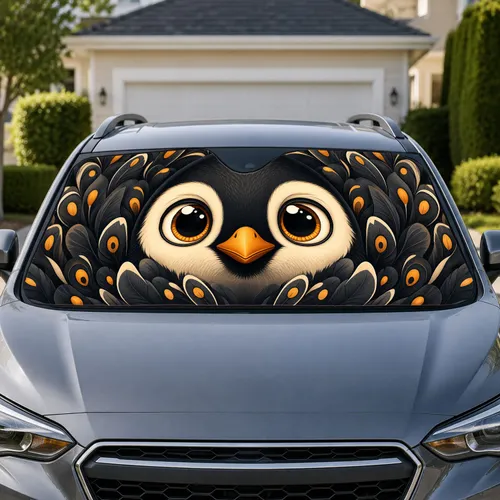 Cute Penguin Face Decor For Fun Winter Road Trips And Daily Commuting Animal Lovers Car Sunshade