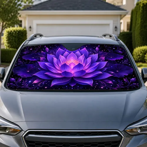 Mystical Purple Lotus Flower Celestial Night Decor For Daily Yoga Meditation Lovers Car Sunshade