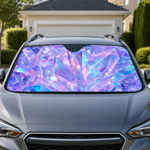 Iridescent Crystal Shards for Colorful Daily Driving Gifts for Women and Teen Drivers Car Sunshade