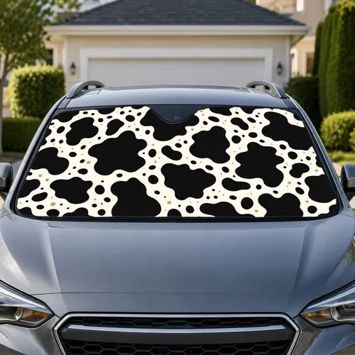 Black And White Holstein Cowhide Spots For Farmhouse Road Trip Style Lovers And Cow Fans Car Sunshade