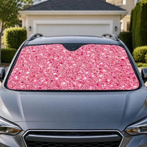 Pink Glitter Sparkle Texture for Glamorous Summer Driving and Feminine Vehicle Style Car Sunshade