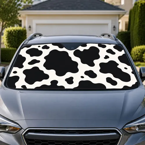 Black And White Cowhide Spots For Farmhouse Road Trips And Western Style Drivers Car Sunshade