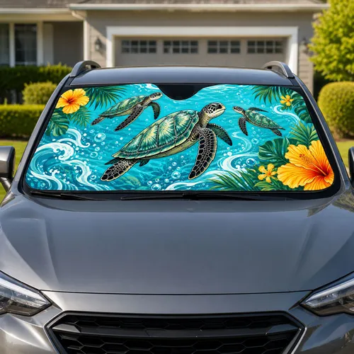 Sea Turtle Tropical Ocean Beach Vibes For Summer Road Trips And Coastal Car Lovers Car Sunshade