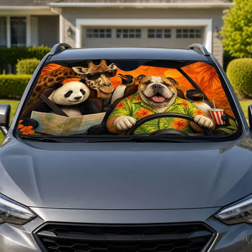 Safari Animal Road Trip UV Protection for Dog Lovers Family Travel Getaways Car Sunshade