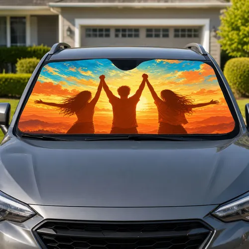Sunset Friends Silhouette Road Trip Gift for Best Friends and Adventure Lovers Everywhere Car Sunshade