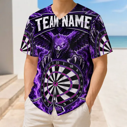 Purple Eagle Dartboard Fire For Dart League Game Days And Competitive Team Players Baseball Jersey