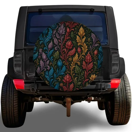 Ornate Botanical Floral Tapestry For Boho Road Trips And Nature Loving Adventurers Spare Tire Cover