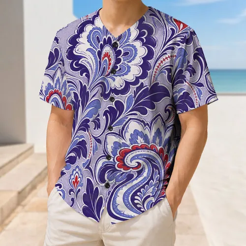 Purple Paisley Floral Retro Athletic Style For Baseball Fans And Summer Game Day Wear Baseball Jersey