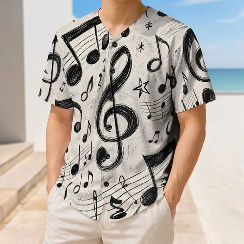 Black Music Notes On Ivory For Concert Nights, Festivals, And Music Lovers Everywhere Baseball Jersey