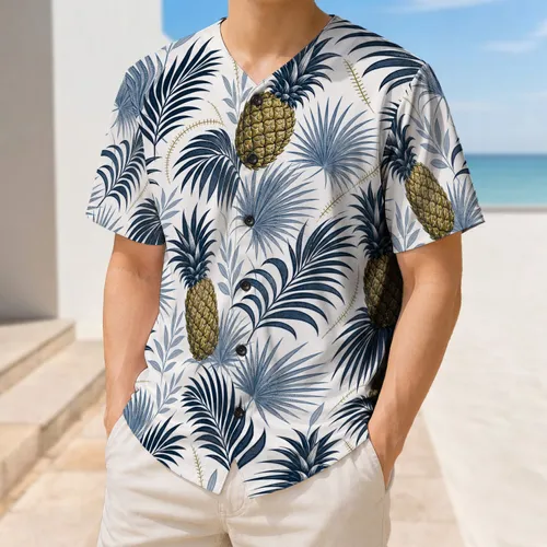 Tropical Pineapple Palm Fronds For Summer Beach Vacations And Coastal Sports Fans Baseball Jersey